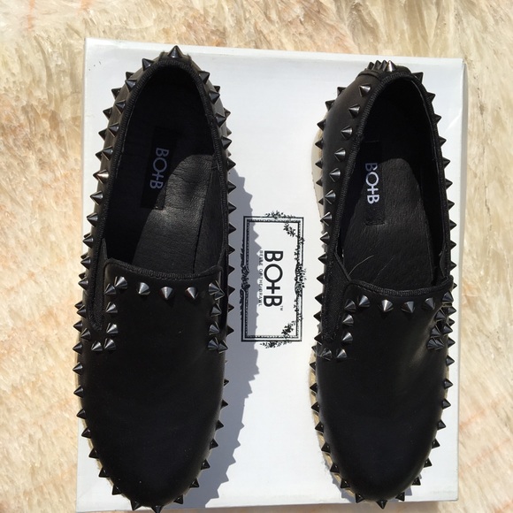 Studded Black Platform Slip-On Shoes - Picture 2 of 4